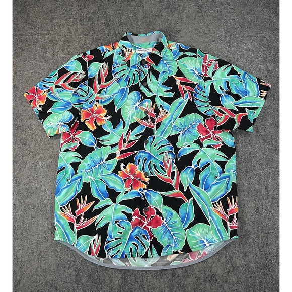 Tommy Bahama Other - Tommy Bahama Mens Large Short Sleeve Button Up Shirt Veracruz Cay Tropical Leaf